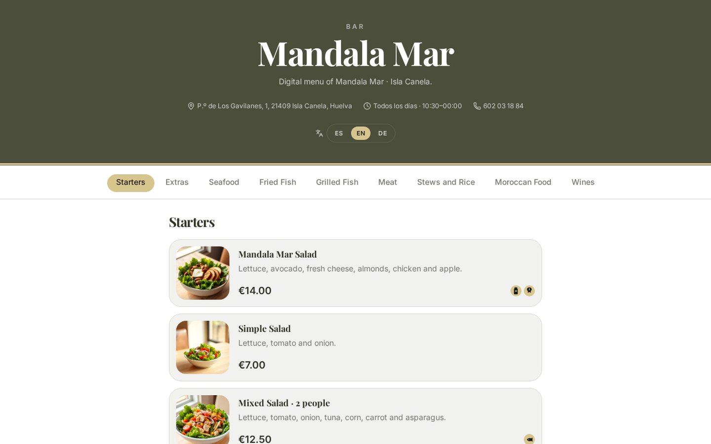 Carta digital de Mandala Mar