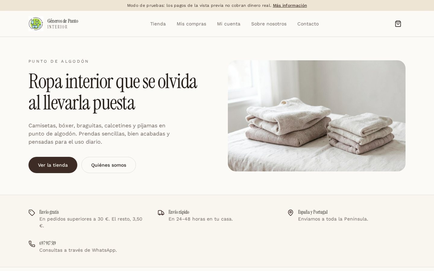 Tienda online Géneros de Punto Interior